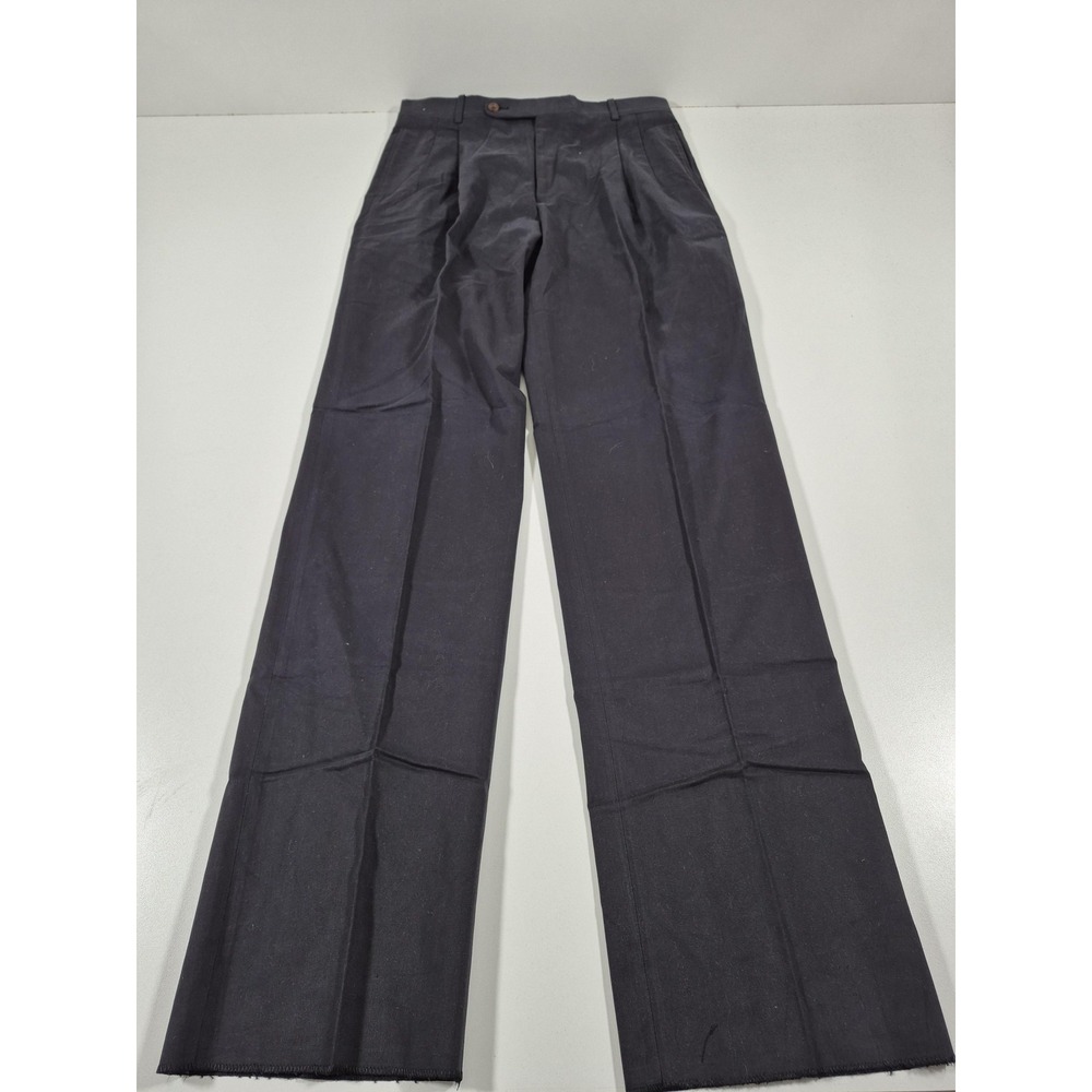 Asher Reserve Dress Pants Mens 32x36 Blue Cotton Pleated Straight Unhemmed NWT